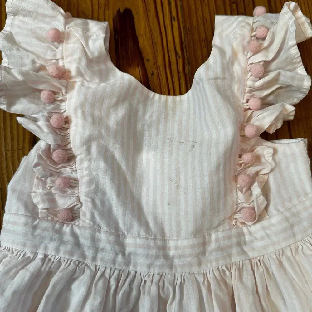 Maggie & Zoe pink white striped chick spring‎ ruffle sleeveless dress SIZE 2T - Picture 3 of 6